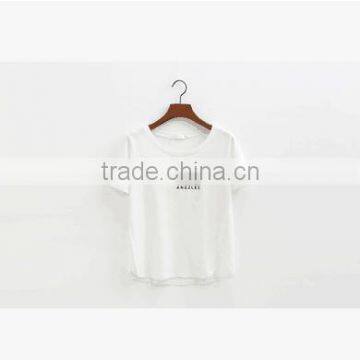 Summer wear cotton short sleeve T-shirt quality female loose letters split round collar leisure joker