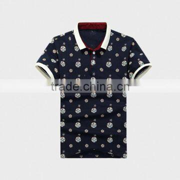 Fashion Print Summer Men's Polo Shirt With Ribbon