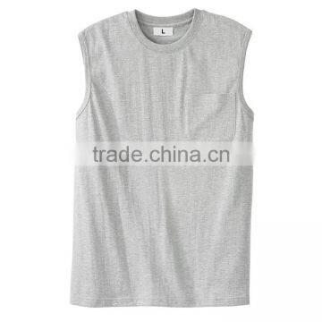Wholesale Sleeveless Custom Design Blank 100% Polyester T-shirt With Pocket photo-2