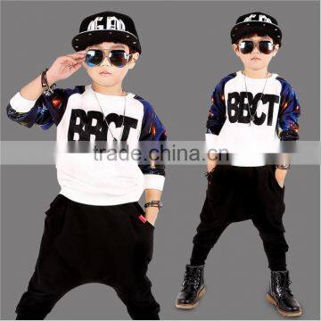 Custom Wholesale Handsome 95% Cotton 5% Polyester Kids Winter and Printing Boys Dance Costume Hoodies and Harem Pants Sets photo-5