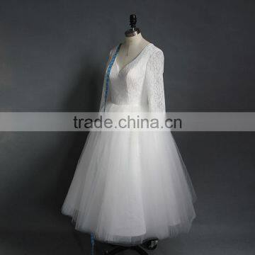 Applique Lace Short Lace Bridal Wedding Dress photo-6
