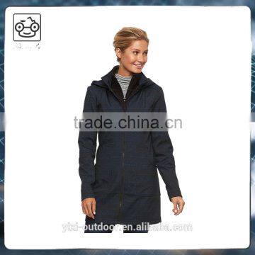 Winter women's windproof long softshell jacket with hood