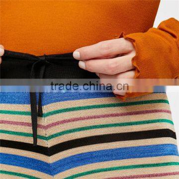 2017 OEM Womens Baggy Long Trousers Striped Knit Flare Pants photo-5