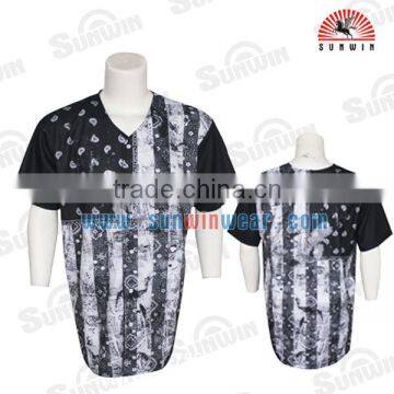 Stripe button down custom baseball jersey