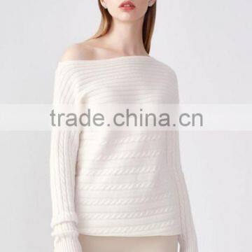 Factory Wholesale Wide Neck Cotton Knit Pattern Pullover Sweater Design for Women photo-2