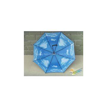Blue Sky White Cloud Stick Umbrella photo-2