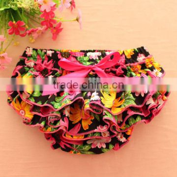 Foral printed Baby Underwear wholesale knit ruffle diaper cover infant bloomers