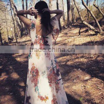 Mommy and me Maxi Dresses Chiffon Flower Print Ladies Dresses for Women photo-2
