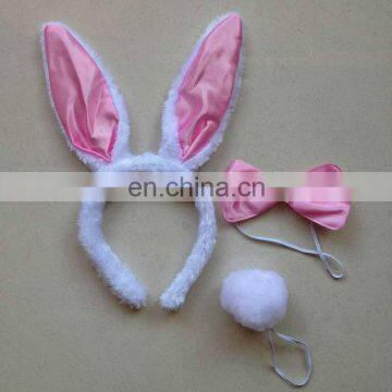 HBN-1453 Party bunny ear headband with bow tie and tail