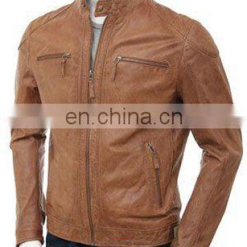 Men Leather Jacket Camel Color