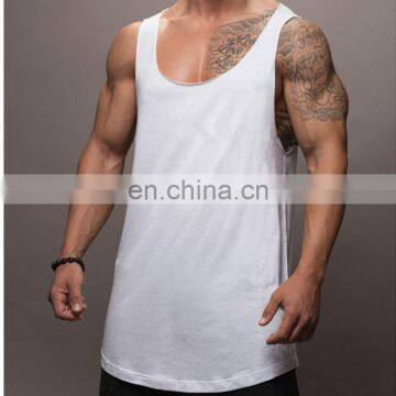 mens oversized basic long white loose tank top