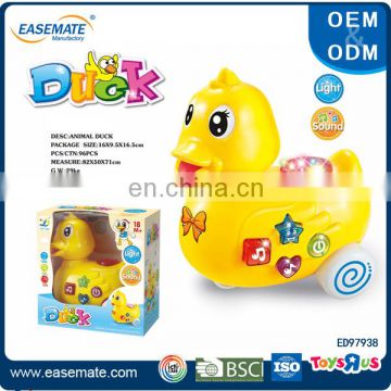 Battery operated animals toy musical cartoon duck with light