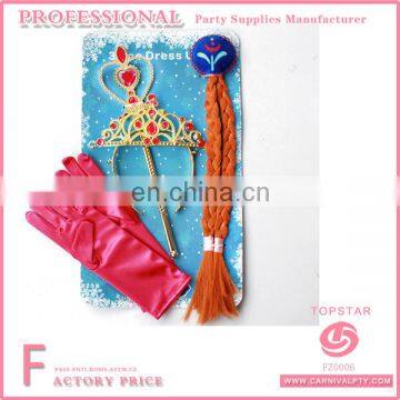 Frozen princess glove crown glove and wand , elas hair Frozen princess accessories set, wholesale frozen elsa princess