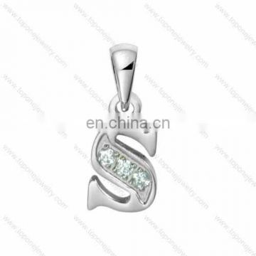 Wholesale Stainless Steel Jewelry Charms Alphabet Letter S Pendant,Crystal Alphabet Pendant