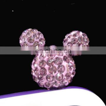 Wholesale custom rhinestone cell phone custom anti Mickey dust plug charm stopper for iPhone MCD-0030