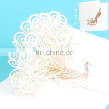 3D Pop Up Cards, Wimaha Peacock Thank You Card Greeting Cards in Chinese Paper Cutting Creative Pop-up Cards,15cm x 15cm photo-3