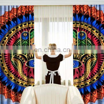 Indian Handmade Hamsa Fatima Mandala Wall Drapery Curtain set Cotton Boho Drapes Window Decor Curtain Set