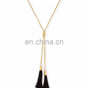 Long Straw Tassel Snake Chain Necklace