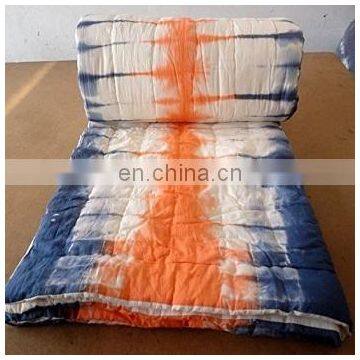 Handmade Tie Dye Kantha Quilt Throw Indian Jaipuri Rajai Reversible Cotton Blanket