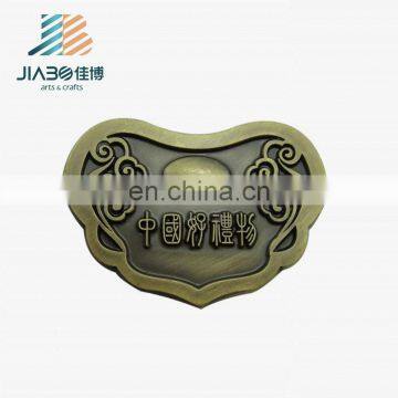 Custom made antique copper 3d effect metal charm with Chinese character