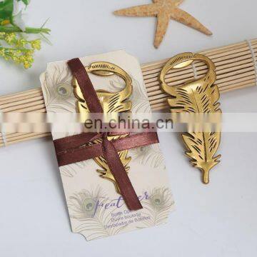 Feather Shape Gold Plated Metal Bottle Opener for Wedding Return Gift photo-2
