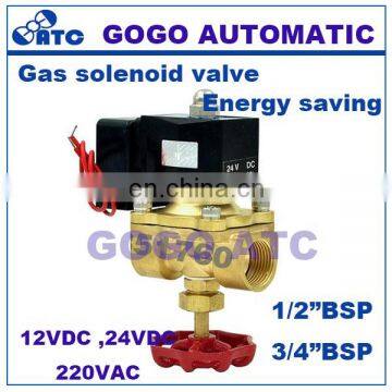 2 Way Air Gas Copper Solenoid Valve With Manual Emergency Switch G1/2 3/4" Inch Plastic Energy Saving Coil Full Brass Valve N.C photo-2