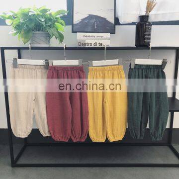 2020 Wholesale Babies Reusable Pants Stretch Harem Pants Baby Toddler Muslin Linen Pants photo-2