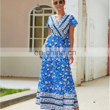 OEM Baroque Border Print Plus Size Short Sleeve Cover up Women Summer Casual Dress photo-3