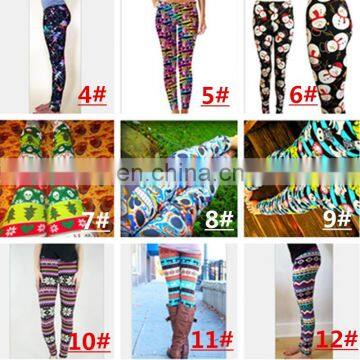 Mom Kids Leggings Women Baby Xmas Christmas Chevron Flower Pants Santa Snowflake Snowman Print Trousers Slim Casual Tights Pants photo-6
