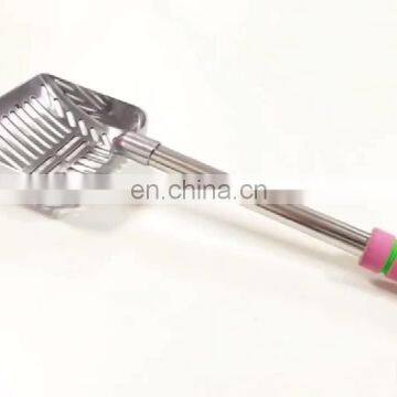 Durable pet accessories long handle stainless steel cat litter scoop metal