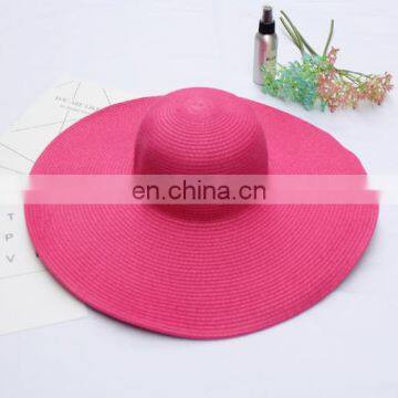 China Supplier Hot Sale Holiday Sun Rose Red Pink Oversized  Straw Hat Manufacturer