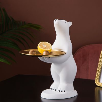 Cute White Bear Animol Resin Decoration Storage Tray Gift, Dinning Table TV Bench Decor