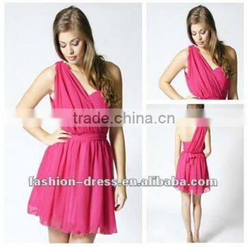 Fancy Chiffon One Shoulder Sleeveless A-line Short Homecoming Dress