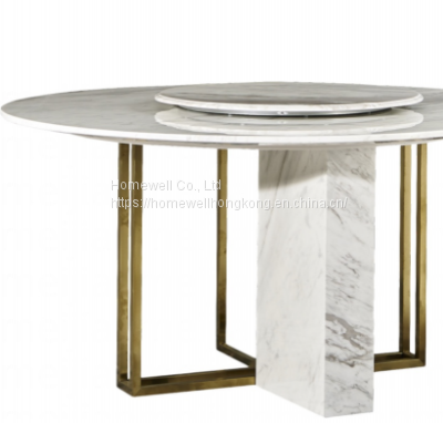 Contemporary dining table DT1701-15 natural marble top with steel frame