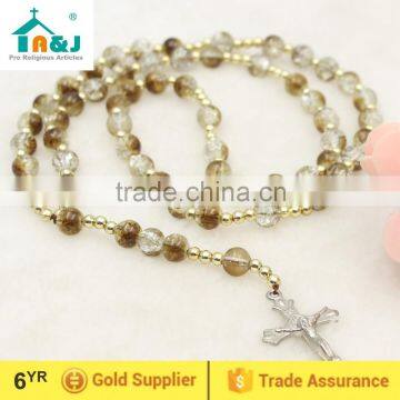 A&J Catholic amber rosary necklace