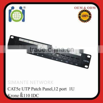 New rj45 cat5e Computer 12 Port patch panel unshielded 1U 8p8c network UTP