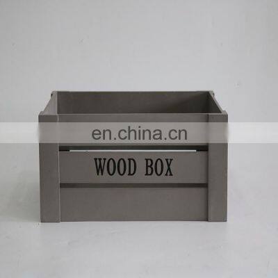 Gray Wooden Craft Storage Box Bin Basket for Home Decor photo-2