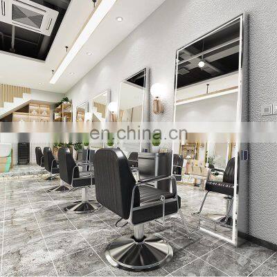 European Wall Mirror Beauty Salon Hairdressing Gold Led Lighted Black Aluminum Framed Mirror photo-2