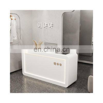 Newest Modern Wig Shop Reception Desk White Salon Counter Front Desk