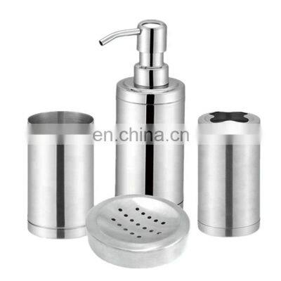 Stainless steel bathroom accessories liquid bottle, toothbrush holder,rinse cup and soap container