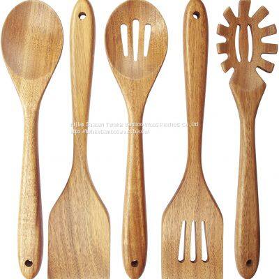 Bamboo utensil wholesale 5pcs acacia wood utensil natural Wood Kitchen Utensils China twinkle bamboo