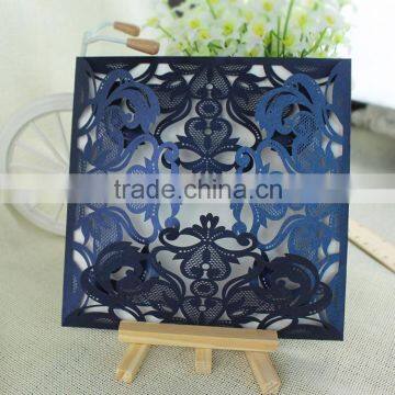 Guangzhou Factory Blank Wholesale Royal Blue Laser Cut Invitation Letter photo-4