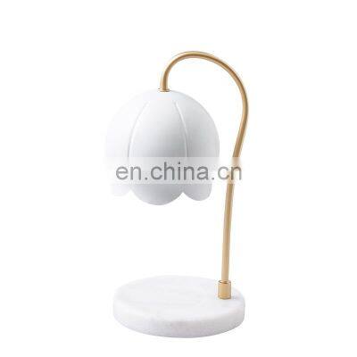 Flower Shaped Lampshade Wax Warmer Heater Electric Wax Melter Candle Warmer Desk Melt Lamp With Marble Base