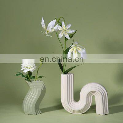 ENO Nordic style ceramic vase ornaments modern geometric architectural modeling Hotel model room creative vase