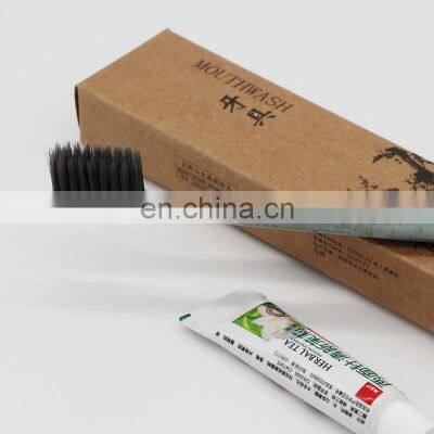 Disposable Hotel Bamboo Carbon Soft Toothbrush With Wheat Straw