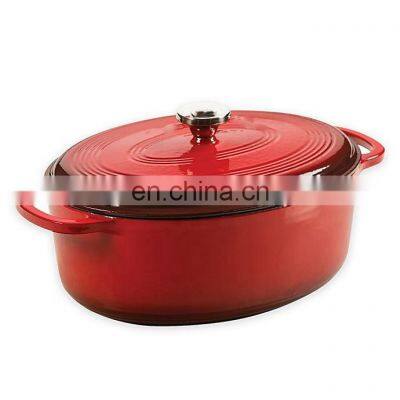 Oval enamel cast iron dutch oven casserole