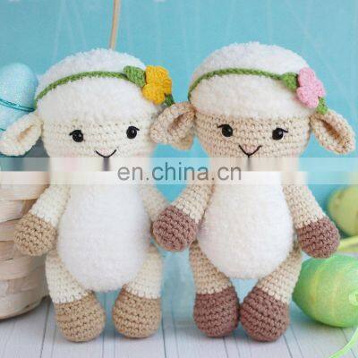 High Quality Crochet pattern amigurumi little lamb with flower Baby gift Newborn toddler Present Cheap Wholesale