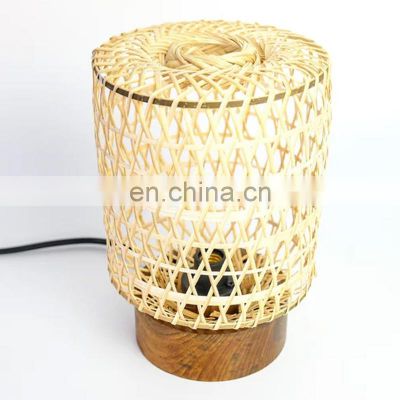 New Design Small Bamboo Table Lamp, Handmade Boho Style Night Light, Natural Bedroom Decorative Room Vietnam Manufacturer