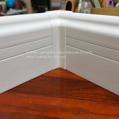 Guangdong Wood Grain Laminating 8cm Bamboo Wood Fiber Floor Floor Hidden Nail Corner Line Waterproof Gray White PVC Baseboard photo-3