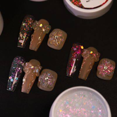 Solid builder nail gel New Sequin Nail Enhancement Extension Gel Crystal Construction Gel Nail Enhancement Sequin Quick and Painless Extension Phototherapy Gel